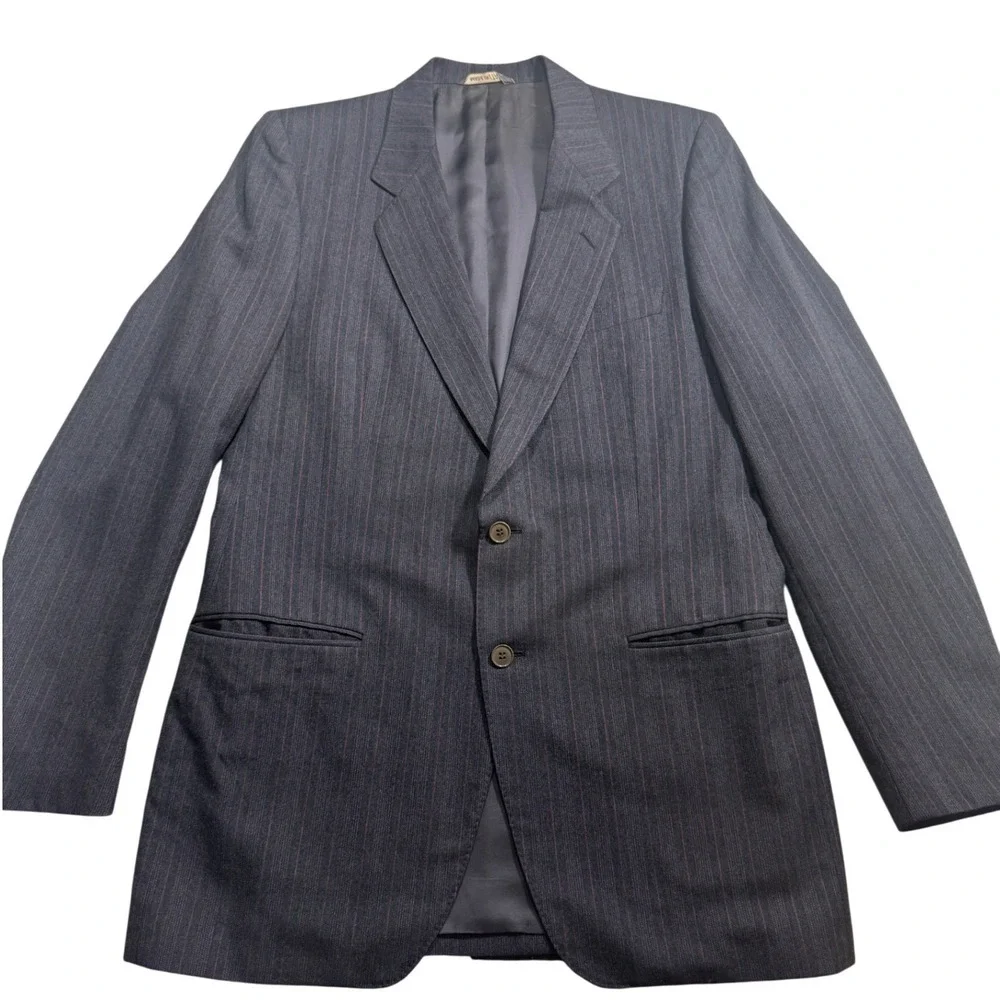 Canali Milano for Macy's Grey Red Pinstripe Blazer Sport Coat Made in Italy 42R